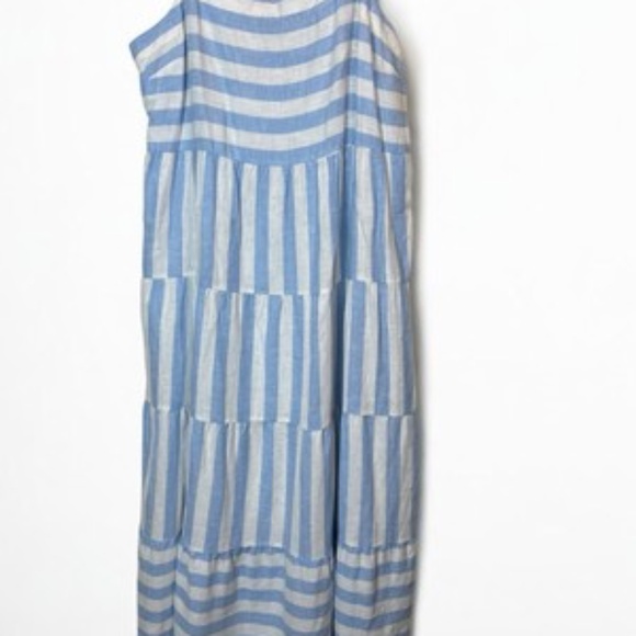 Casa Cabana Blue and White Linen Dress - Picture 1 of 2